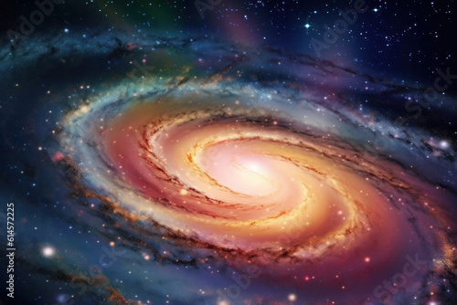 Get lost in the infinite beauty of the cosmos with this abstract outer space background, showcasing a mesmerizing nebula galaxy. This stunning image, created using generative AI, 