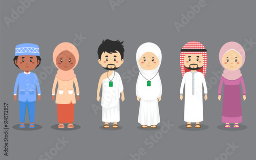 A Set Couple Character with Muslim Outfit