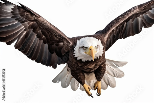 flying eagle isolated on white background. AI generated content