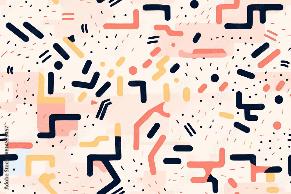 fun colorful seamless lines pattern. bright simple abstract shapes. Generative ai fun colorful seamless lines pattern. bright simple abstract shapes. Generative ai