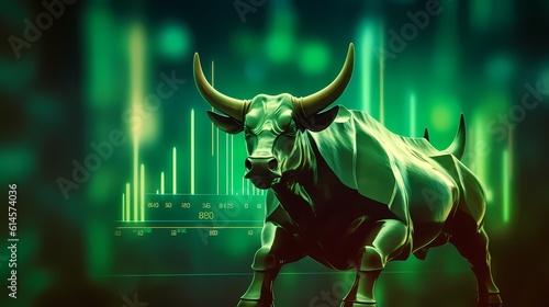Bull bullish Stock market Cryptocurrency_green - Created using generative AI tools