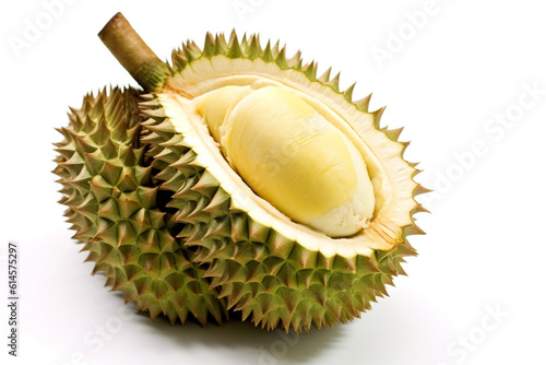 Durian fruit on white background. Ai generative.