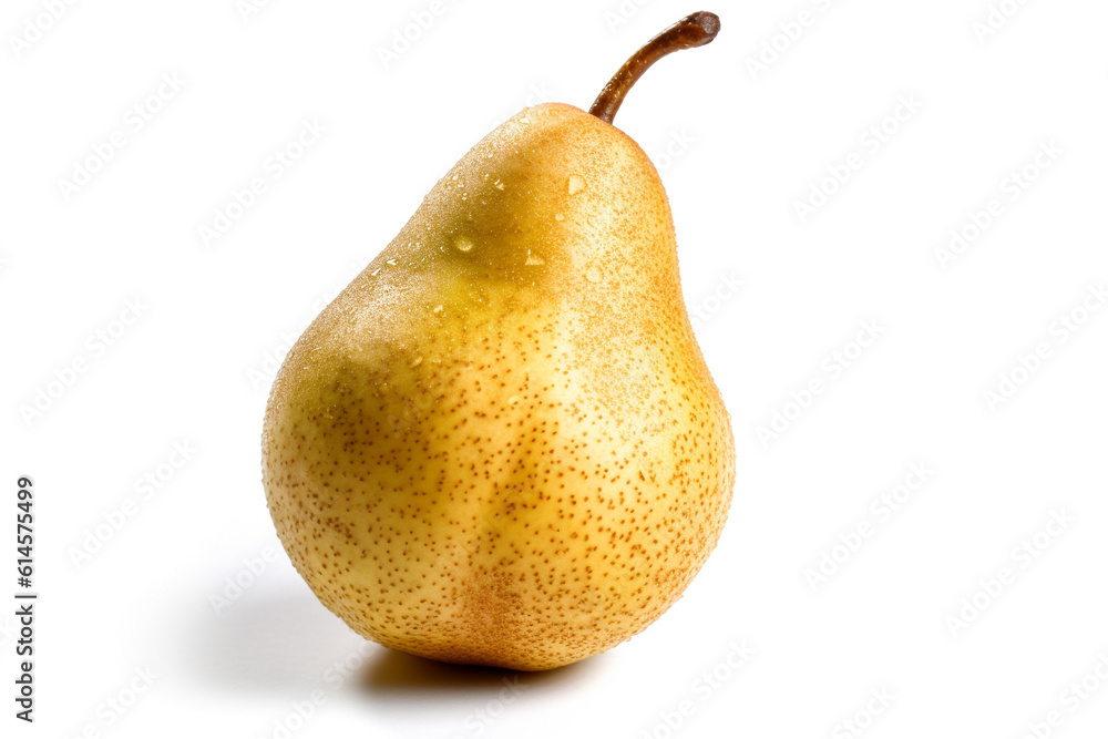 Ripe pear on a white background. Fresh pear fruit. Ai generative.