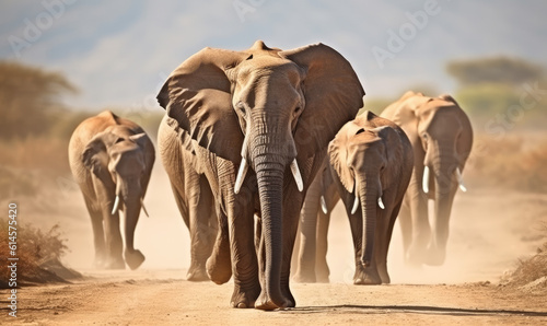 Herd of African black elephants