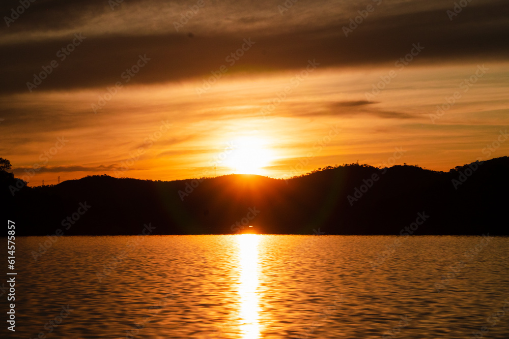 sunset on Serra da Mesa lake largest artificial lake in Brazil Colinas do Sul Chapada dos Veadeiros Goiás Brazil