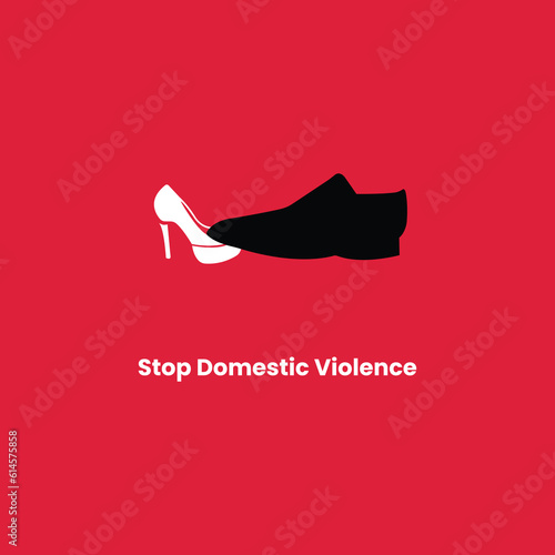 Stop, domestic violence, creative social issue, flat illustration, acknowledge domestic violence,  aesthetic illustration, Concept of domestic abuse and sexual harassment,  violence against women