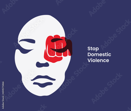 Stop, domestic violence, creative social issue, flat illustration, acknowledge domestic violence,  aesthetic illustration, Concept of domestic abuse and sexual harassment,  violence against women