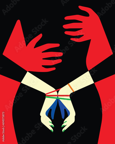 Stop, domestic violence, creative social issue, flat illustration, acknowledge domestic violence,  aesthetic illustration, Concept of domestic abuse and sexual harassment,  violence against women photo