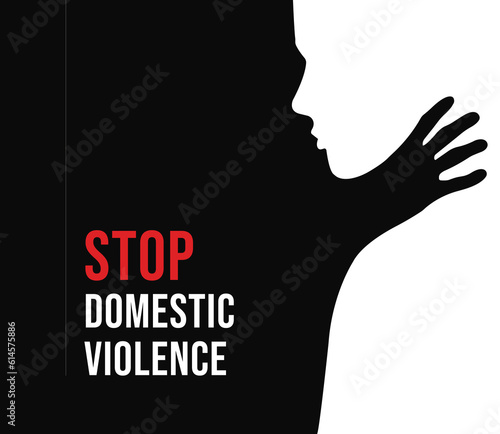 Stop, domestic violence, creative social issue, flat illustration, acknowledge domestic violence,  aesthetic illustration, Concept of domestic abuse and sexual harassment,  violence against women