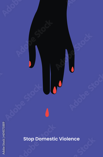 Stop, domestic violence, creative social issue, flat illustration, acknowledge domestic violence,  aesthetic illustration, Concept of domestic abuse and sexual harassment,  violence against women