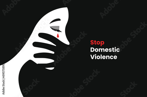 Stop, domestic violence, creative social issue, flat illustration, acknowledge domestic violence,  aesthetic illustration, Concept of domestic abuse and sexual harassment,  violence against women