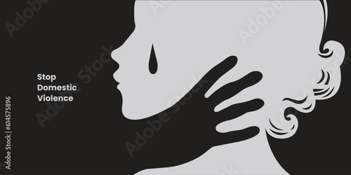 Stop, domestic violence, creative social issue, flat illustration, acknowledge domestic violence,  aesthetic illustration, Concept of domestic abuse and sexual harassment,  violence against women
