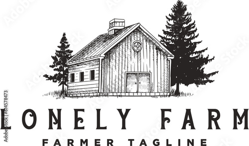 Vintage farm barn forest wood logo vintage design template inspiration