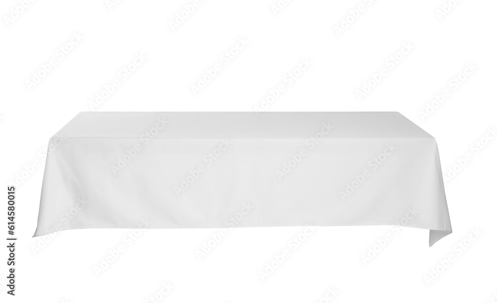 Table with white tablecloth isolated on white Table with white tablecloth isolated on white