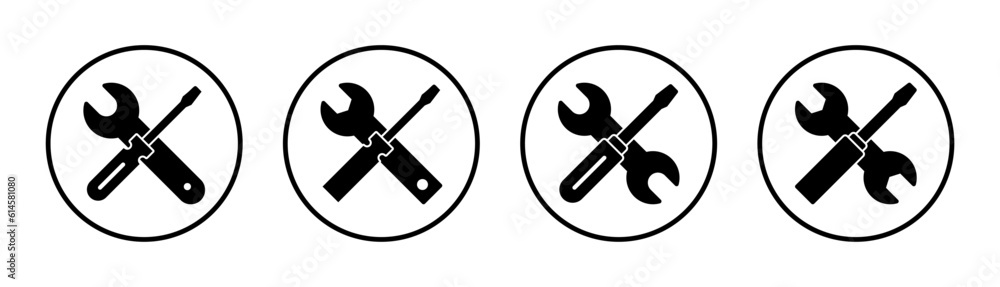 Repair tools icon set illustration. tool sign and symbol. setting icon. Wrench and screwdriver. Service Repair tools icon set illustration. tool sign and symbol. setting icon. Wrench and screwdriver. Service