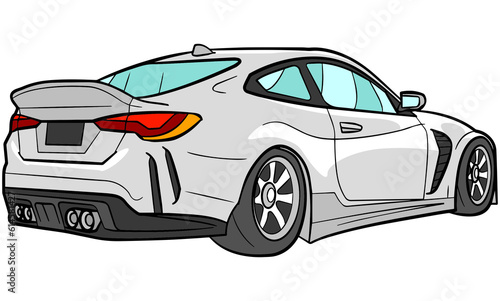 Grey White Back Luxury Sports Car Illustrations