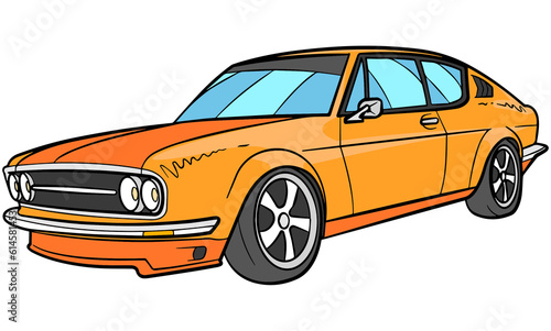 Orange Old Luxury Sports Car Illustrations
