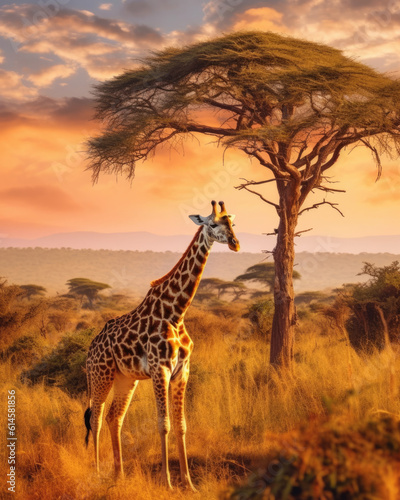 Giraffe under the acacia tree in Serengeti national Park © STORYTELLER