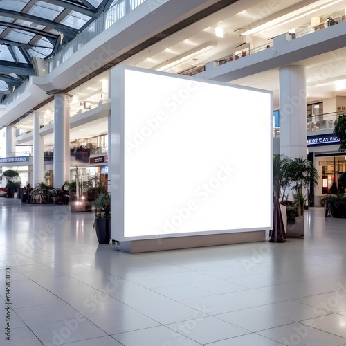 Plain white advertisement board mock up in the shopping center public store