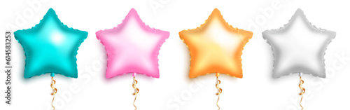 Birthday balloons set vector design. Star balloon elements for birthday, anniversary and event in white isolated background. Vector illustration of ballon for party decoration.