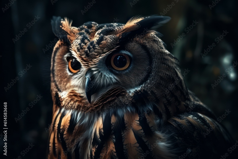 Beautiful owl in its natural habitat. AI generated, human enhanced Beautiful owl in its natural habitat. AI generated, human enhanced