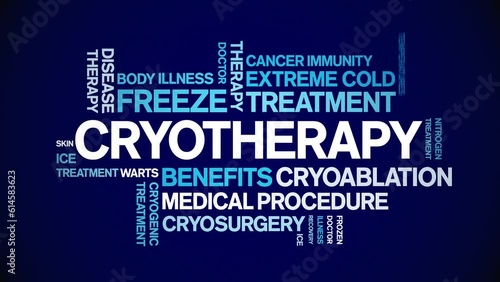 Cryotherapy animated tag word cloud;text design animation kinetic typography seamless loop. photo