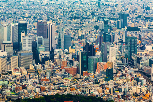 Aerial view of the skysrapers of Shinjuku, Tokyo, Japan photo