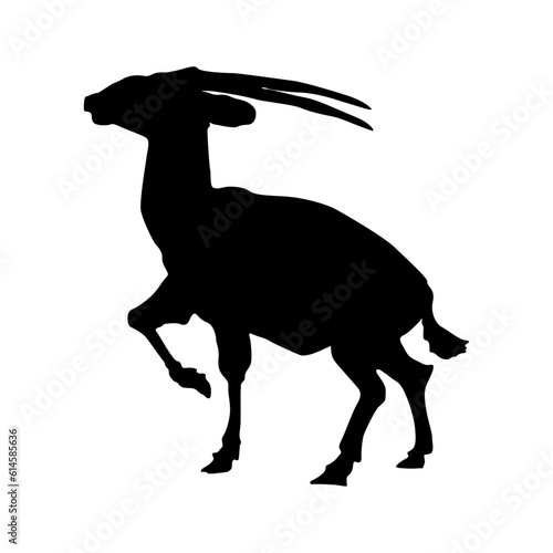 Standing Saola Silhouette. Good To Use For Element Print Book, Animal Book and Animal Content