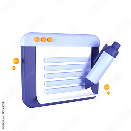 3d illustration copywriting object. 3D creative SEO design icon. 3D Rendering.