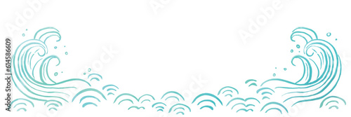 波の手描きイラストテンプレート