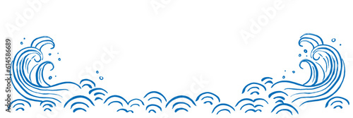 波の手描きイラストテンプレート
