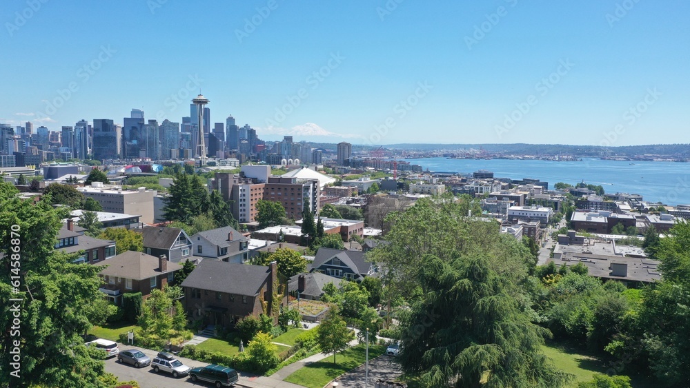Aerial view of Downtown Seattle Washington