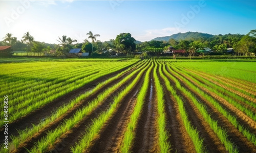 Agricultural land with plants and crops