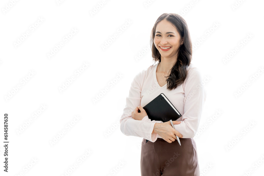 Portrait of young asian woman, company worker in glasses, smiling and holding digital tablet, standing over white background Portrait of young asian woman, company worker in glasses, smiling and holding digital tablet, standing over white background
