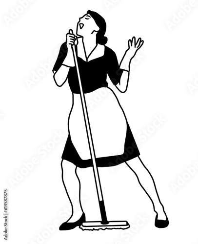 Housekeeper in Work. Housekeeper Illustration Design. House Keeper Uniform