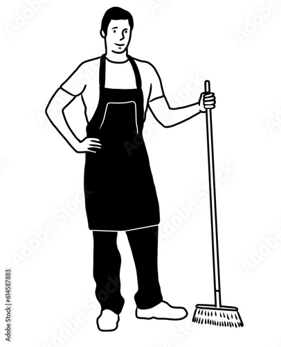 Housekeeper in Work. Housekeeper Illustration Design. House Keeper Uniform