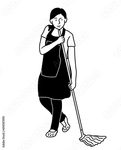 Housekeeper in Work. Housekeeper Illustration Design. House Keeper Uniform