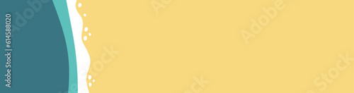 summer beach waves, flat and minimalist vector template design, banner and background for web or flier 