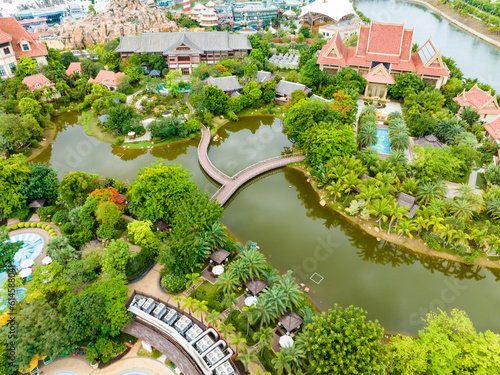 The characteristic building of Haihuadao Sea Park in Zhanzhou, Hainan, China photo