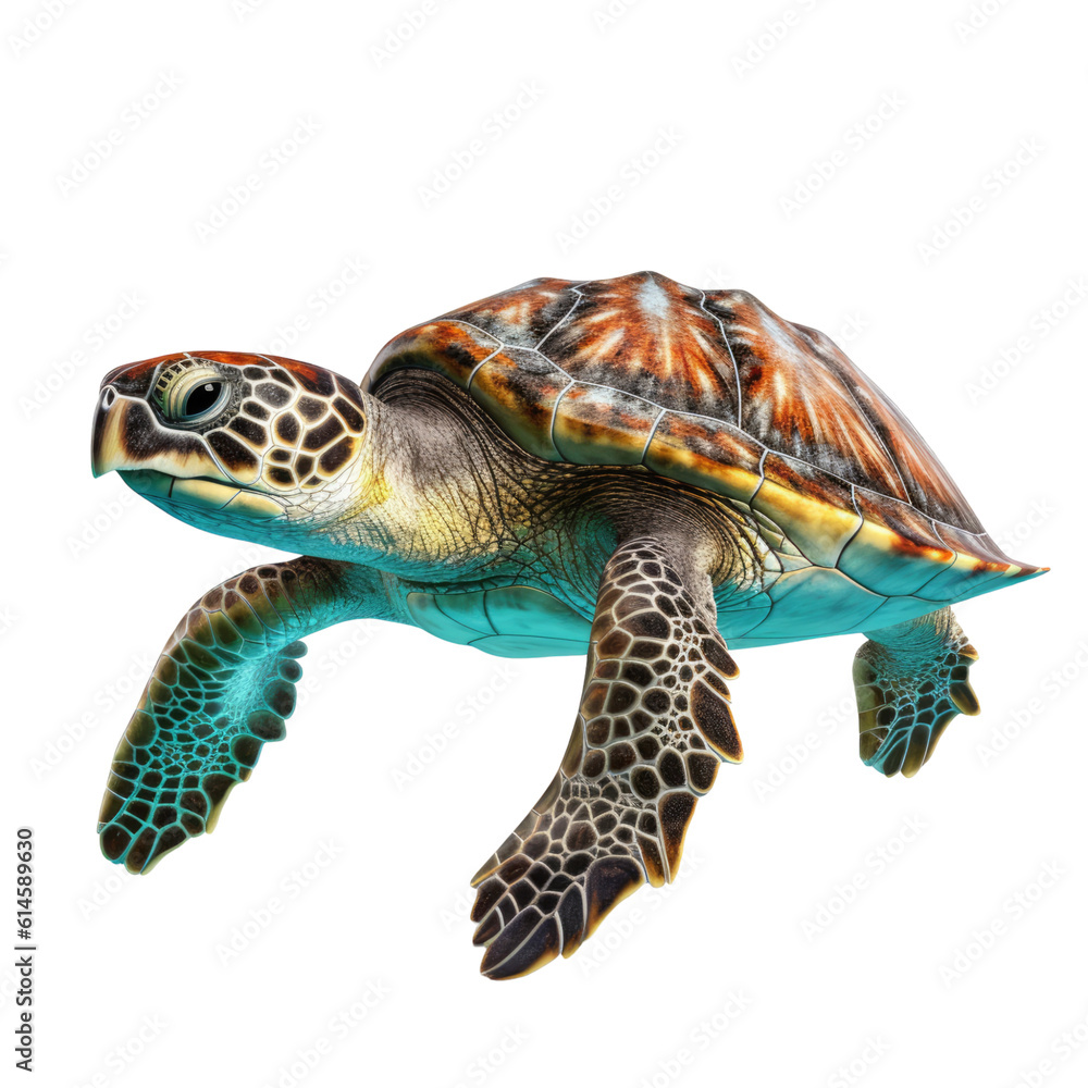 Fototapeta premium sea turtle isolated on a transparent background, generative ai