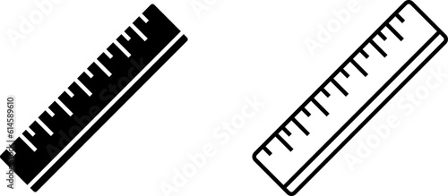 ruler icon, sign, or symbol in glyph and line style isolated on transparent background. Vector illustration