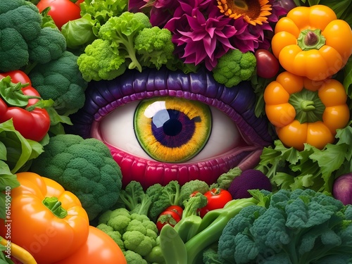 Vegetables and eye in middle