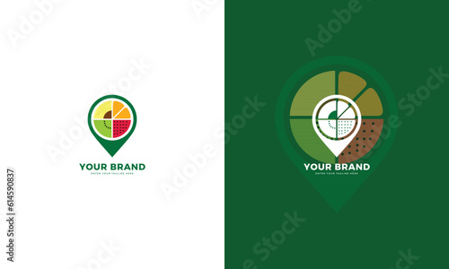 Fresh fruit pin logo, vector graphic design