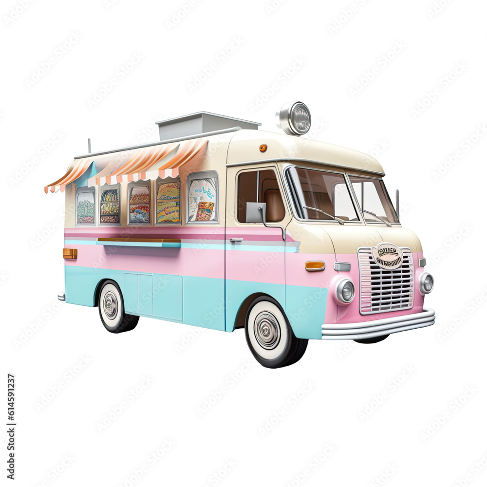 ice cream truck isolated on a transparent background, generative ai