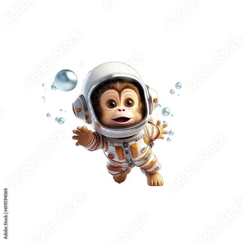 Astronaut Monkey is an adventurous monkey wearing a spacesuit and a helmet.