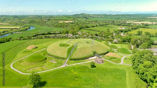 Aerial view of Knowth, the largest, most remarkable ancient monument in Ireland photo