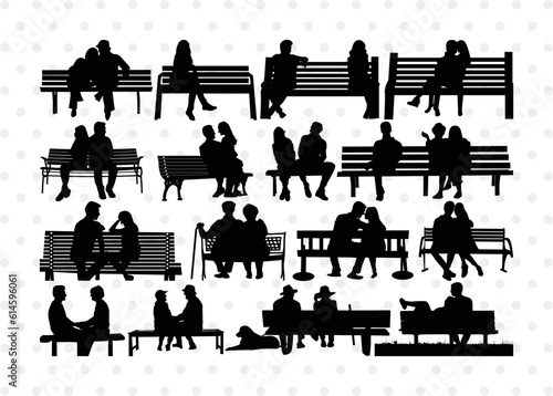 Couple On A Bench Silhouette, Couple On A Bench SVG, Bench Svg, Couple Svg, Couple Bundle, SB00346