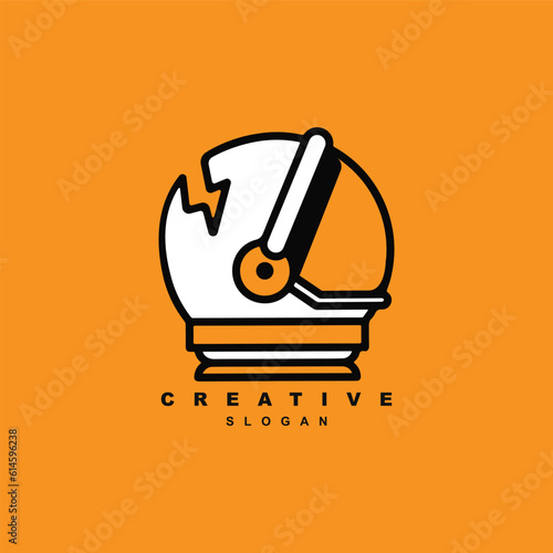 Broken astronaut helmet logo design vector for your brand or business