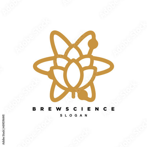 Creative brewing hop science chemistry logo design for your brand or business
