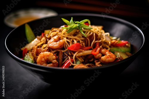 Chinese and asian styled noodle stir fry